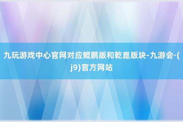 九玩游戏中心官网对应鲲鹏版和乾崑版块-九游会·(j9)官方网站